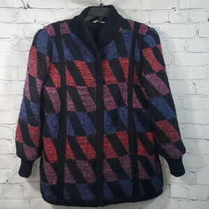 Vintage Sweater Jacket Aurora International by Abbmoor Muti Color Jacket Size L